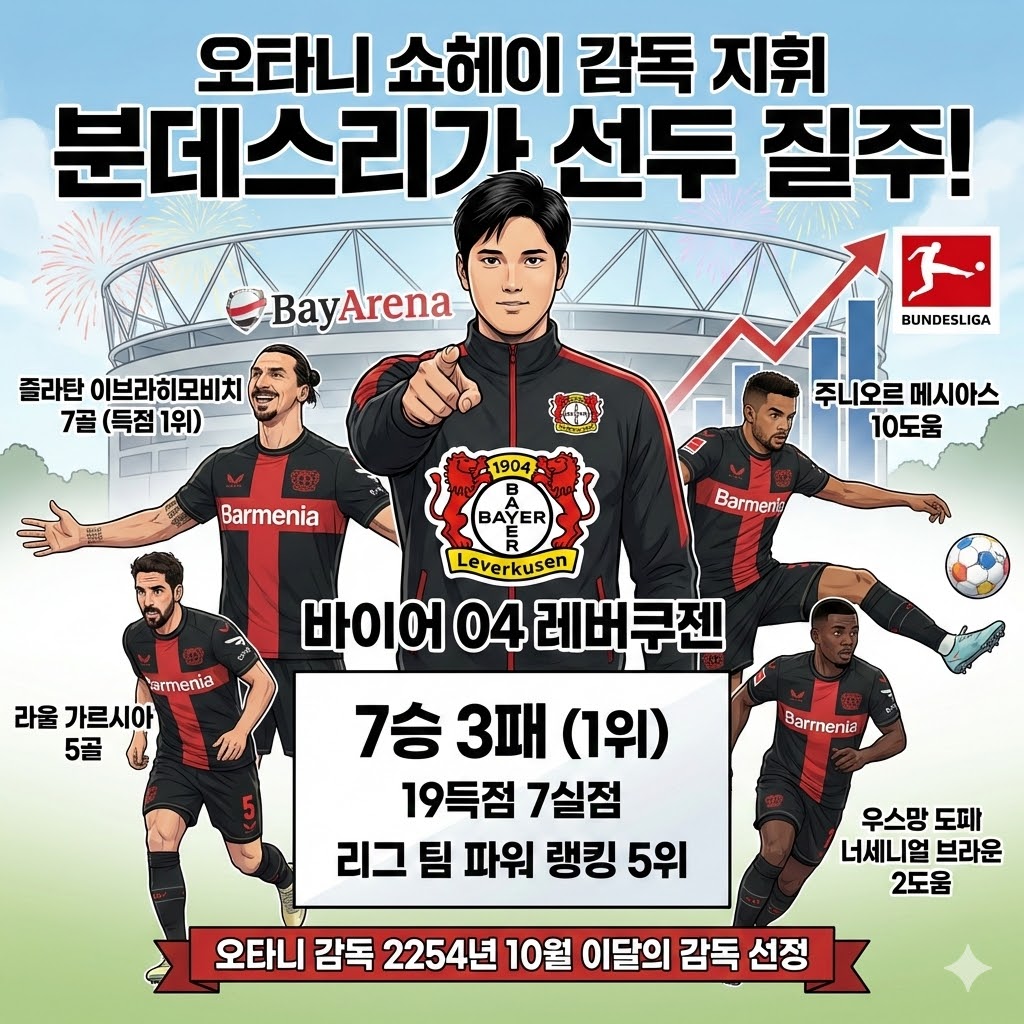 [돌풍] 레버쿠젠, 분데스리가 점령! 오타니 매직 통했
